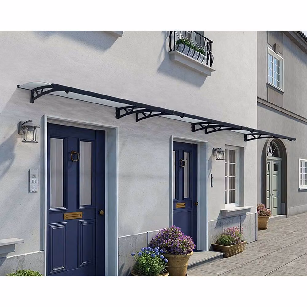 Palram Altair Door Awning Canopy 4500 in Grey and Black with Clear Acrylic Fabric and Galvanised Steel, Length: 453.5 cm – 2
