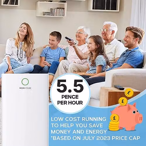 MONHOUSE 12L/Day Digital Dehumidifier with Wifi App Control, Sleep Mode and 24-Hour Timer, White – 4