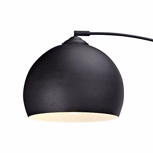 Teamson Home Modern Curved Arc Floor Lamp with Black Marble Base and Bell Shade, Black, Height: 170 cm – 3