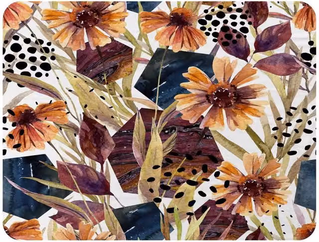 Benjamin Tate Design Autumn Geometric Floral Fleece Blanket in Orange, Beige and Multicolour, W/D/H: 120 x 150 cm – 2