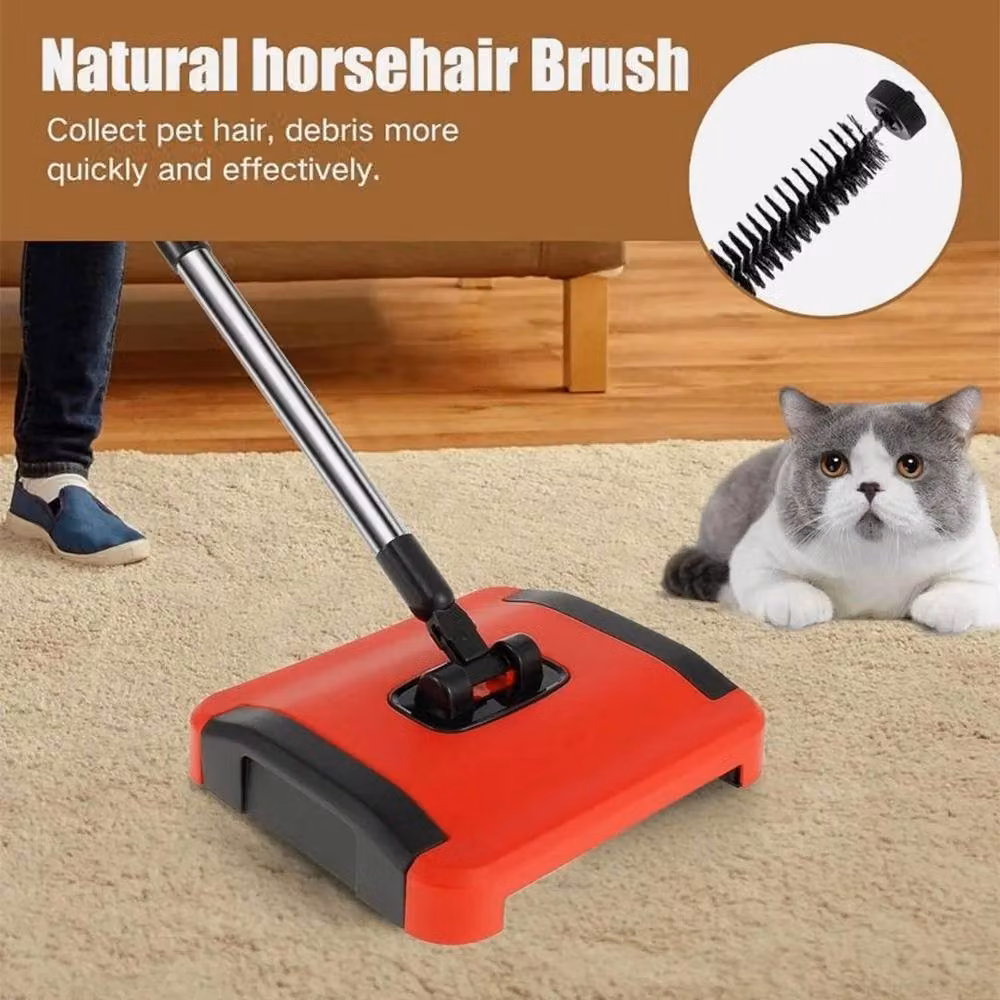 PAWNORA Manual Carpet Sweeper Floor Cleaner Roller in Red – 2