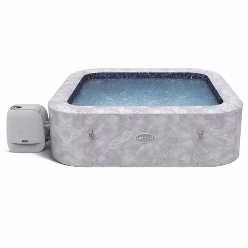 Lay-Z-Spa San Francisco Grey Inflatable Square Hot Tub for 5-7 People with Wifi App Control – 1