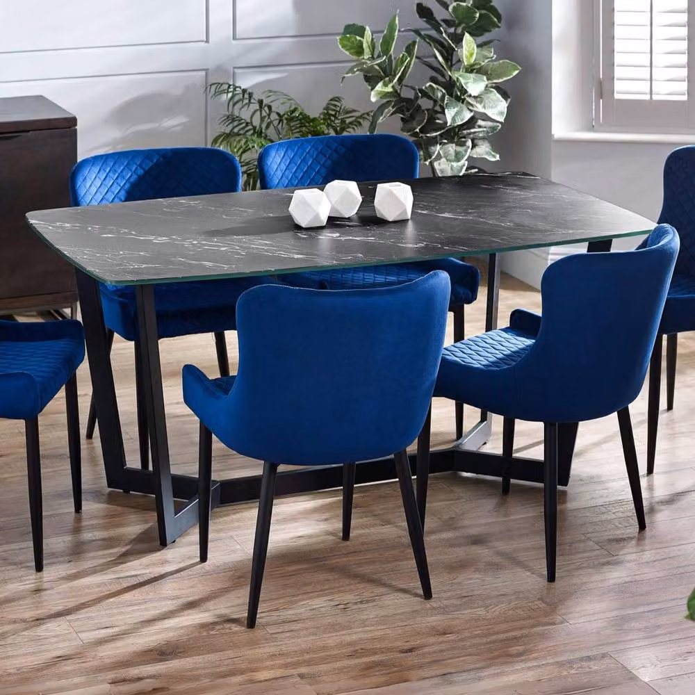 Cheshire Premium Olympia 160cm Rectangular Dining Table in Black Marble Finish – 2