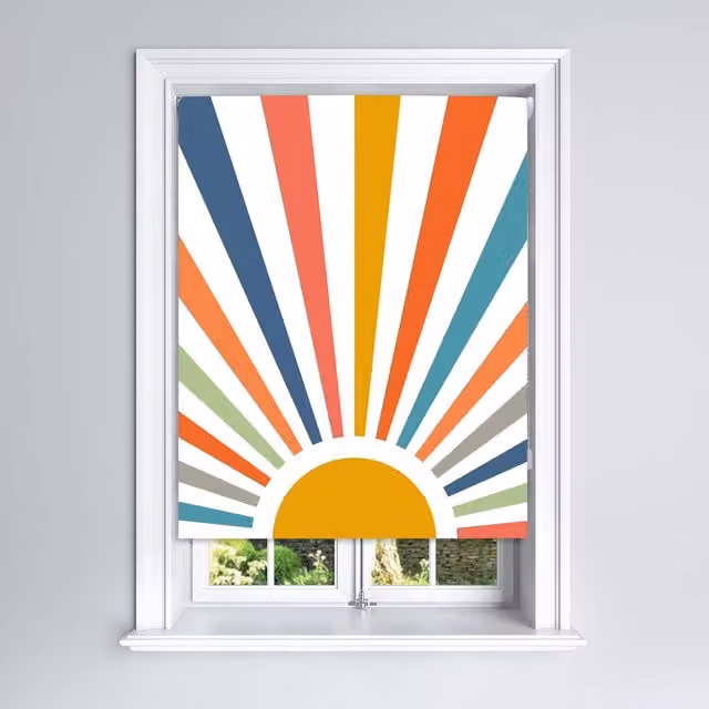 Lister Cartwright Painted Sun Blackout Roller Blinds, Yellow and Multicolour, W: 120 cm, H: 160 cm