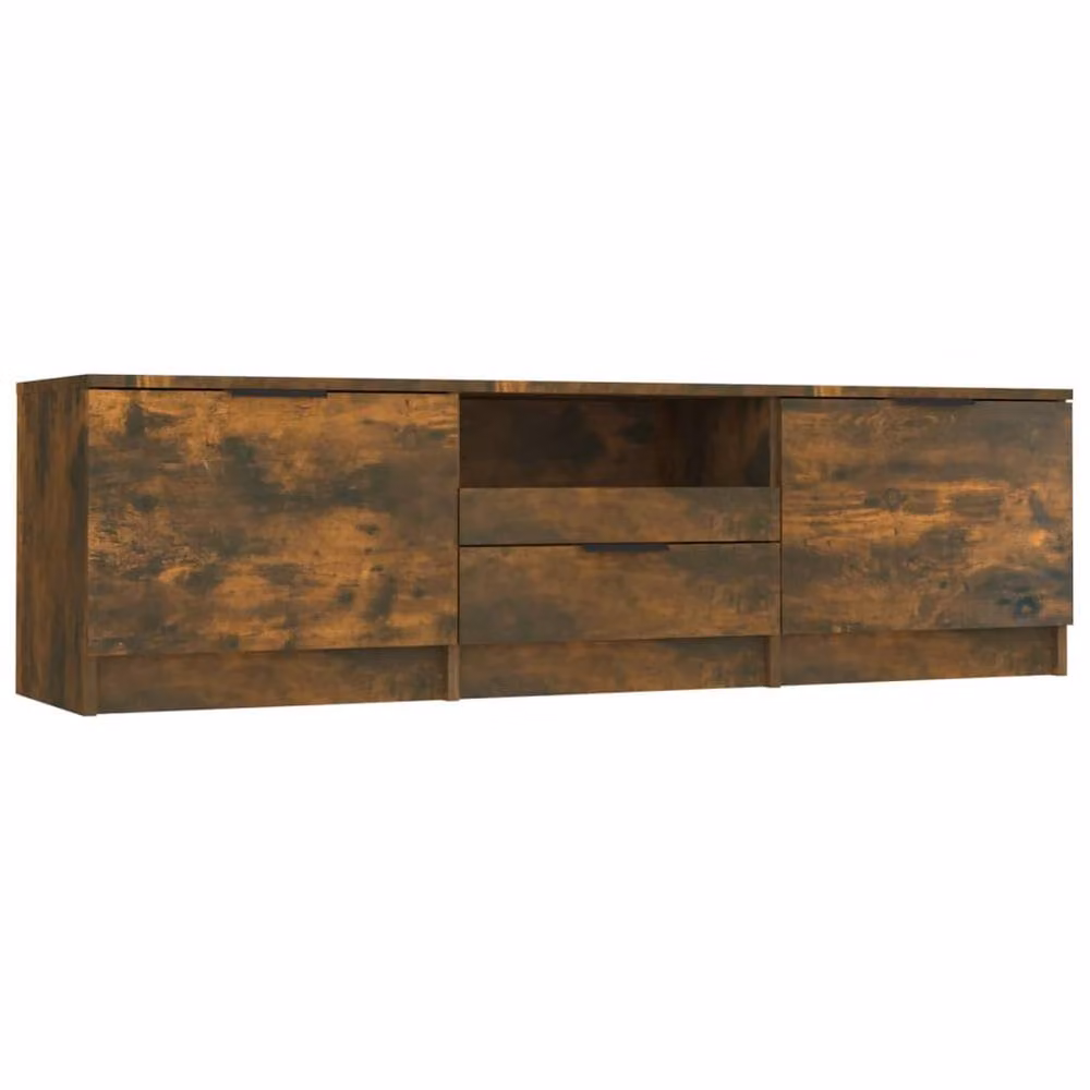 Berkfield Home Smoked Oak TV Cabinet in Brown, W/D/H: 140 x 35 x 40 cm – 2