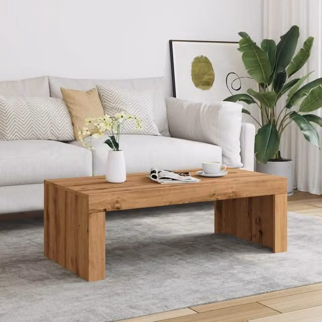 Berkfield Home Modern Artisan Oak Coffee Table, Brown, W/D/H: 102 x 50 x 35 cm