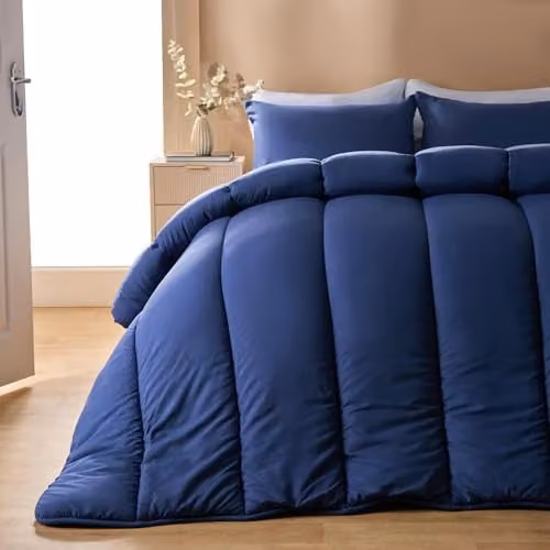 OHS Double Coverless Duvet and Pillowcase Set, 10.5 Tog, Blue Microfibre, W/D/H: 200 x 200 cm – 1