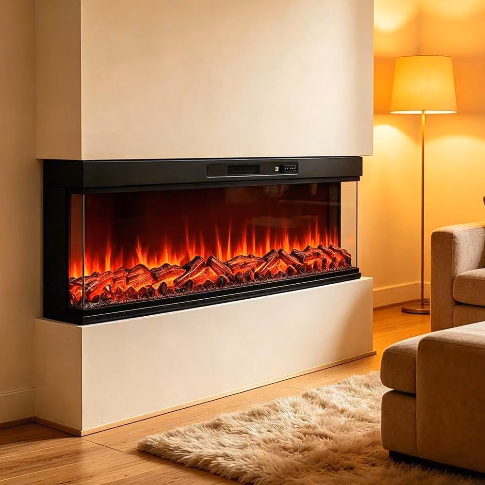 FORGEVIO Black 50 Electric Fireplace with 12 LED, W: 1000 cm, H: 52 cm, D: 52 cm – 2