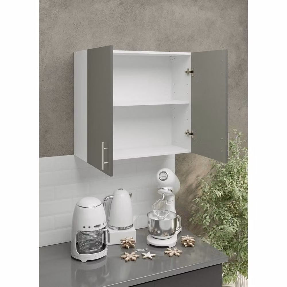 SPETLEK Modern Grey Matt Kitchen Wall Unit with Hinged Doors and Internal Shelves, Width: 80 cm – 2