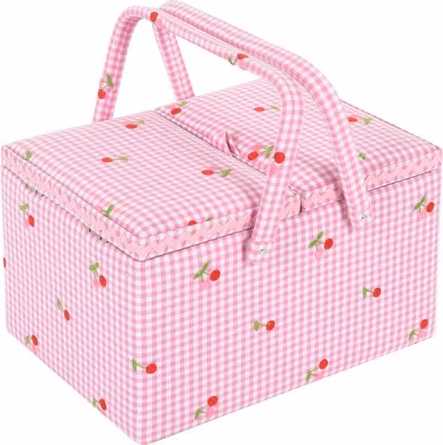 Hobby Gift Pink and White Sewing and Craft Boxes with Lid