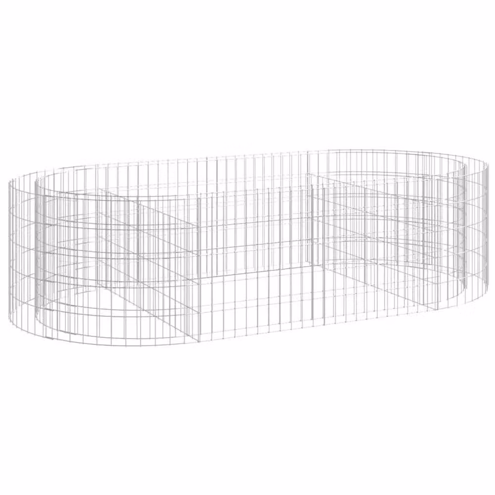 Berkfield Home Silver Galvanised Steel Gabion Raised Bed, W: 200 cm, D: 100 cm, H: 50 cm – 3
