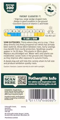 Mr Fothergill's Oh Sow Simple Parsnip Vegetable Seeds, White/Cream – 2