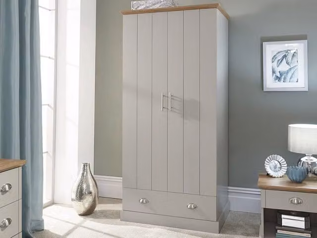 GFW Kendal 2 Door 1 Drawer Wardrobe in Grey