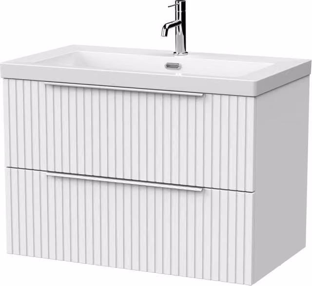 Balterley Callingwood 2 Drawer Vanity and 1TH Fireclay Basin in Matt White, Width: 80 cm