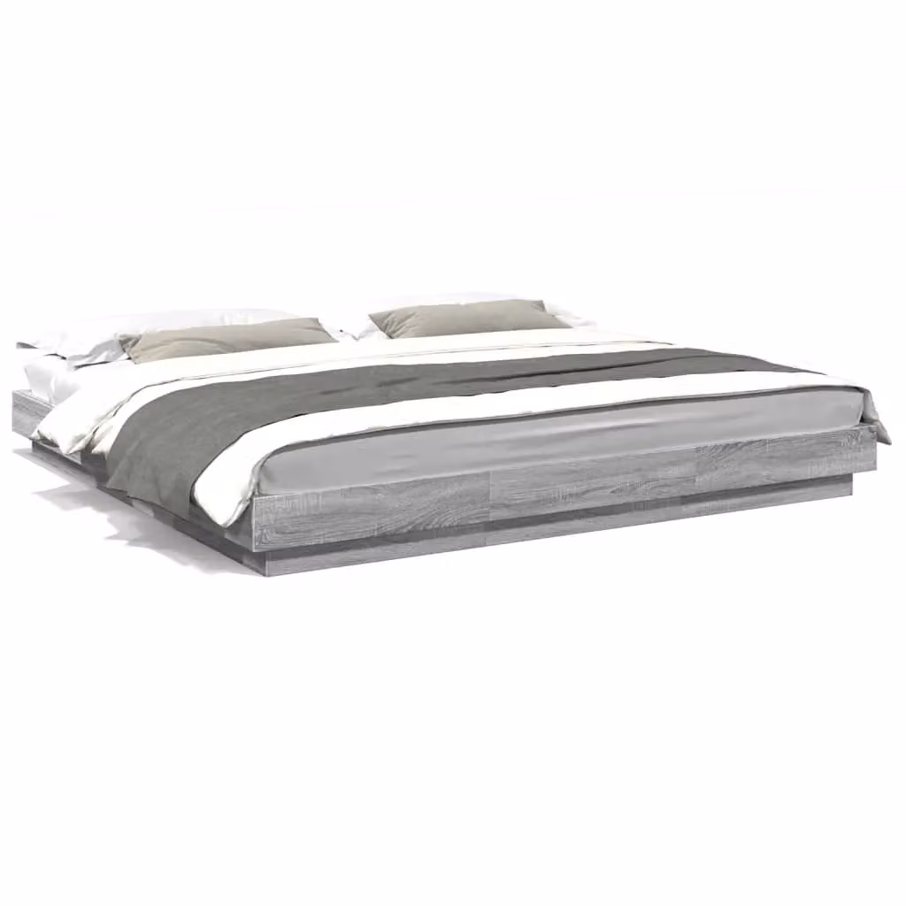Berkfield Home Sonoma Super King Bed Frame in Grey, W/D/H: 180 x 200 cm – 2