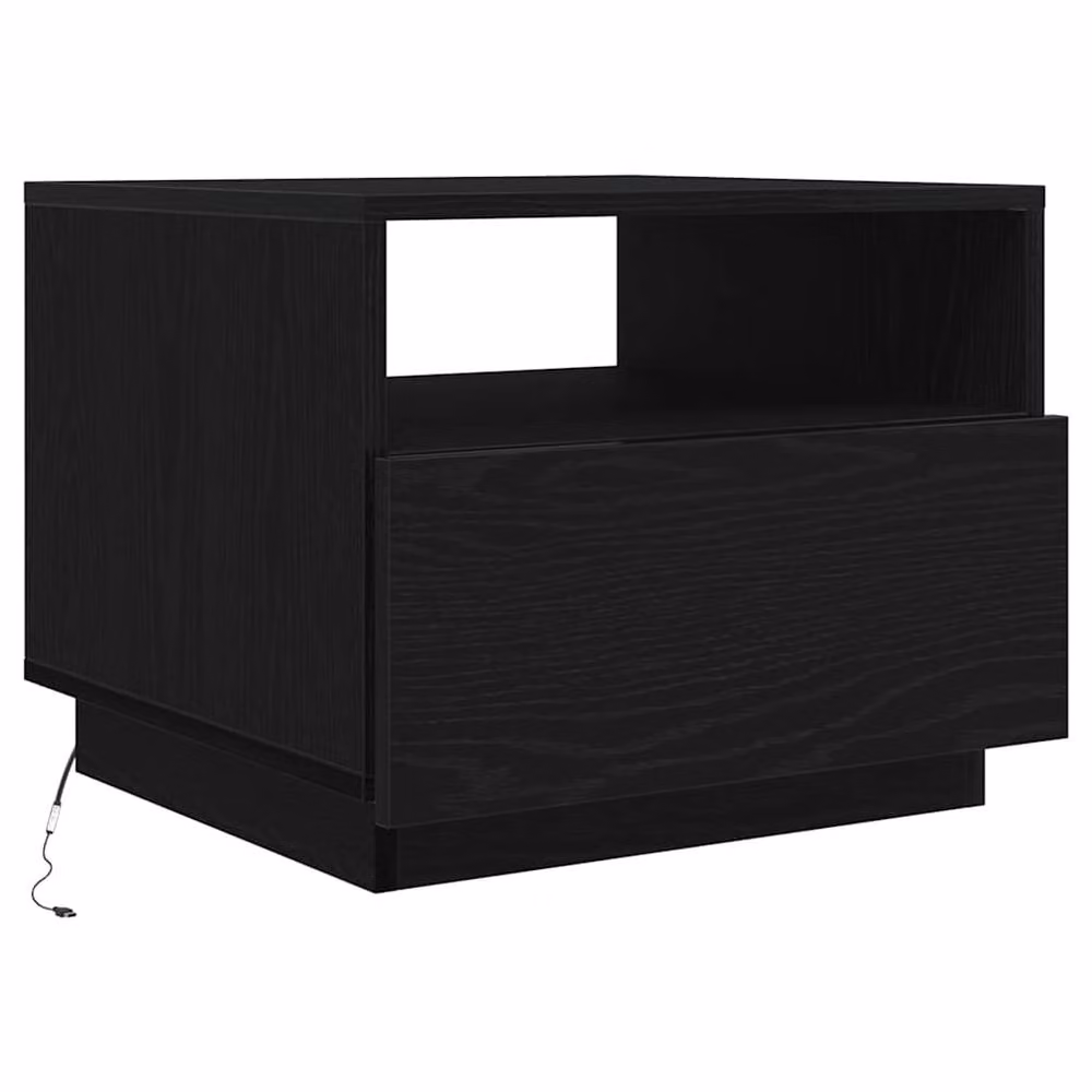Berkfield Home Modern Coffee Table with LED Lights in Black Oak, W: 50 cm, D: 49 cm, H: 40 cm – 2