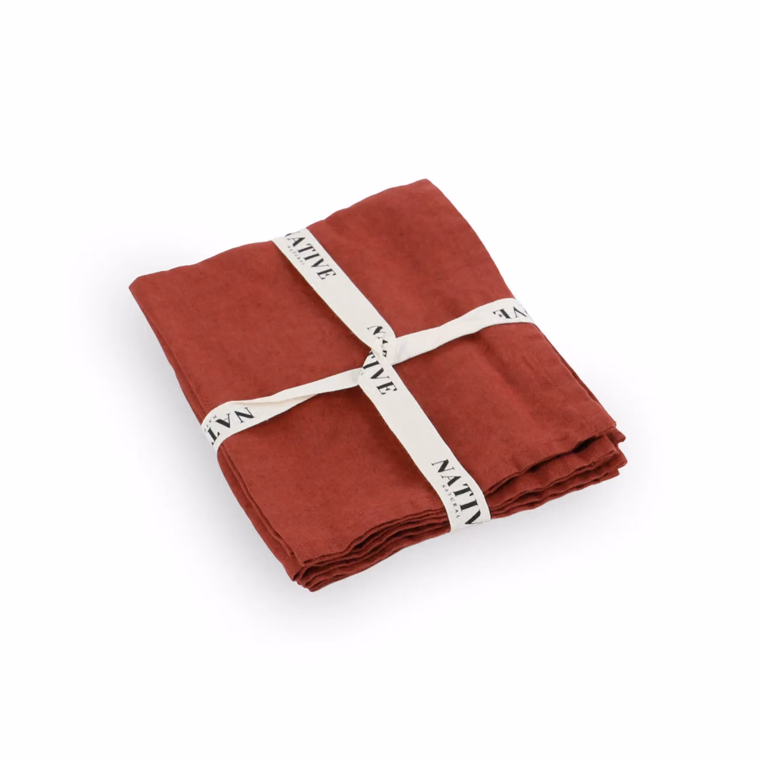 Native Natural Set of 4 Plain Red 100% Linen Napkins – 2