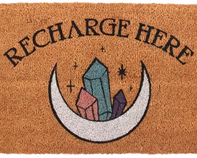 KDMK Natural Recharge Crystal Doormat Safe Space Welcome Mat in Brown Coir