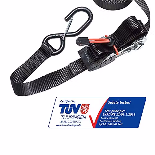 Master Lock Ratchet Tie Down Strap with S-Hooks, Black, Pack of 2, Strap Length: 4.25 m, Strap Width: 25 mm – 2