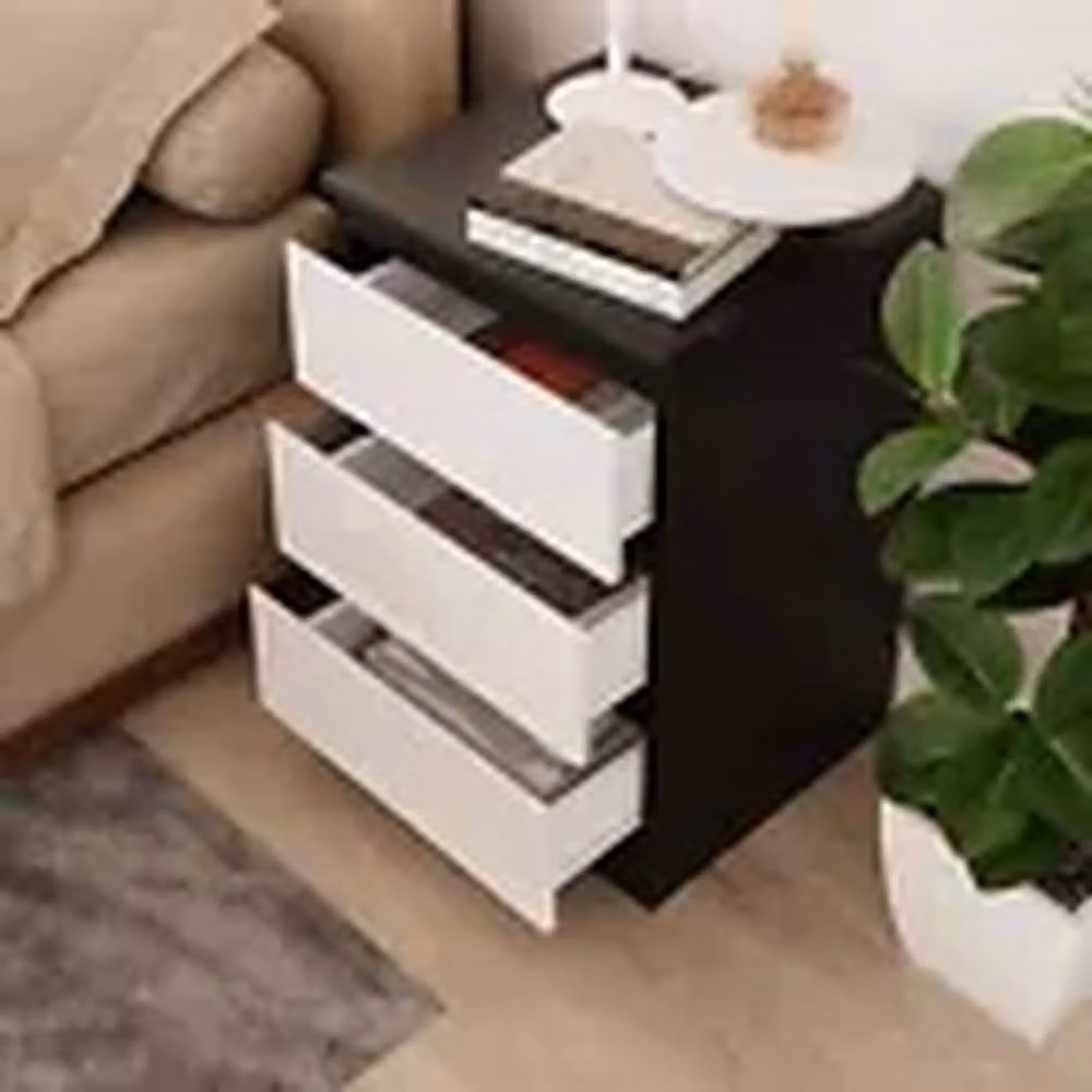 Havendro Black and White 3 Drawer Wooden Bedroom Chest Cabinet, W/D/H: 61.5 x 40 x 35 cm – 4