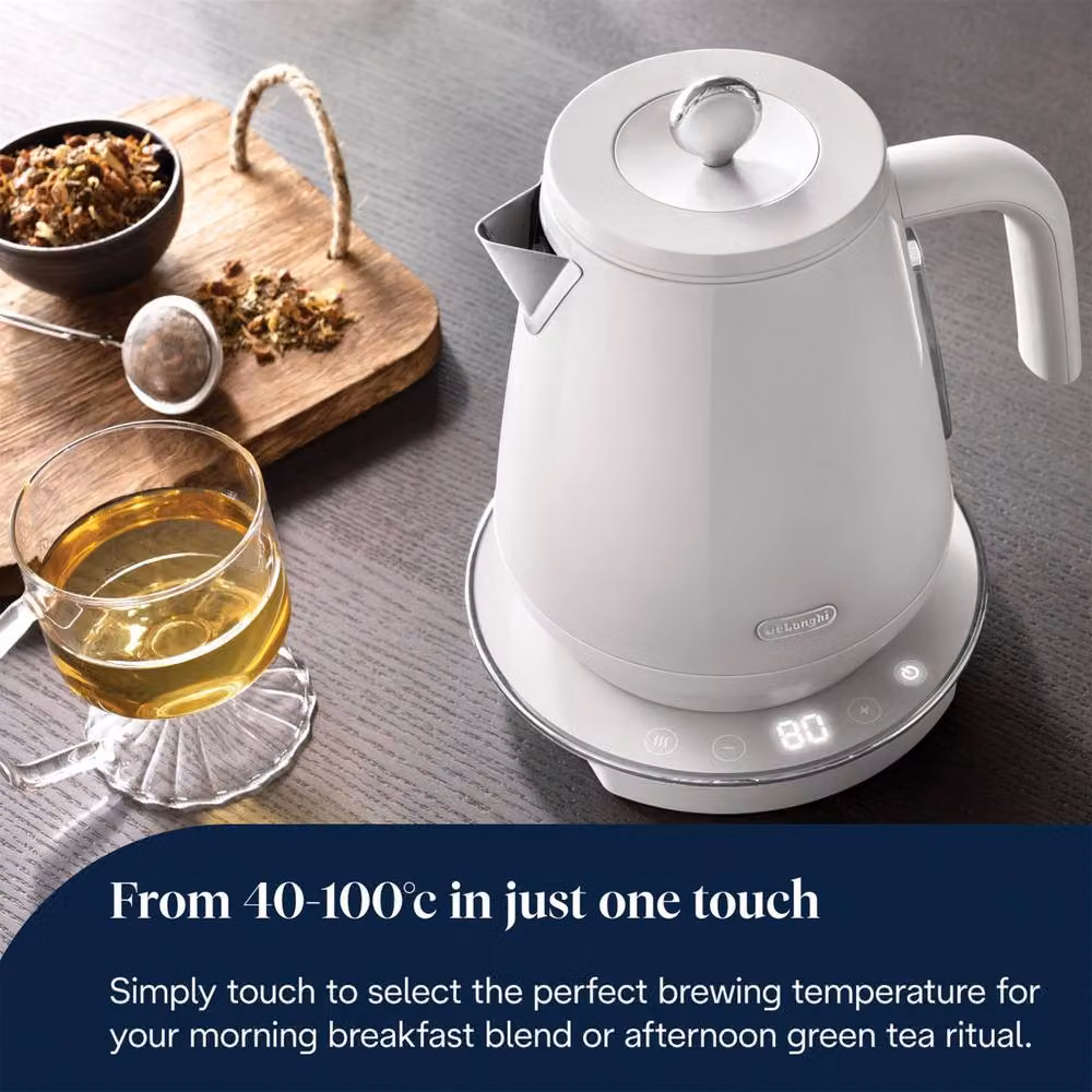 DeLonghi Eclettica Special Tea Kettle in White with Limescale Filter – 2
