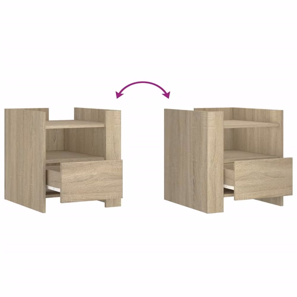 Berkfield Home Sonoma Oak Bedside Cabinet in Light Oak, W/D/H: 45 x 50 x 50 cm – 2