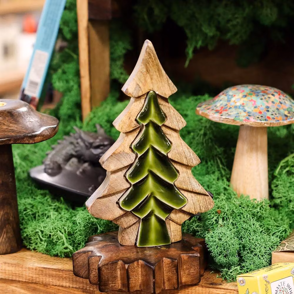 Serenityy Lost in the Forest Small Mango Wood Tree Ornament in Green, W/D/H: 15 x 15 x 10 cm – 2