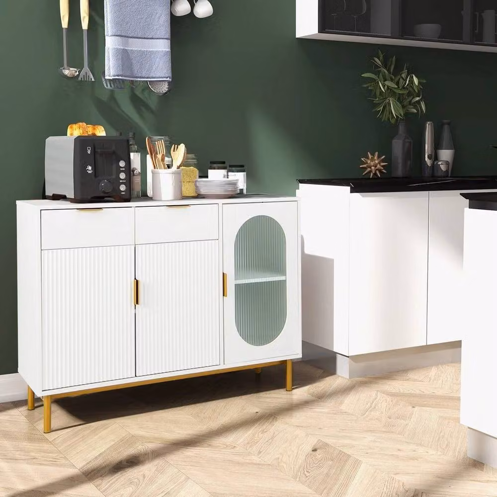 Kelvenix Modern Matt White Kitchen Storage Sideboard and Dining Buffet Cabinet – 4