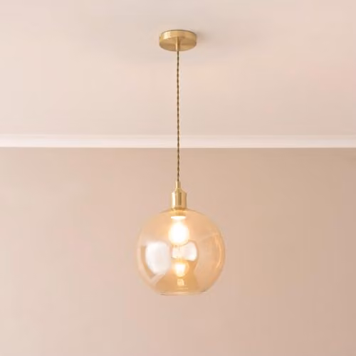 ValueLights Shaw Adjustable Single Pendant Ceiling Light in Gold, Brass, Chrome or Black – 2