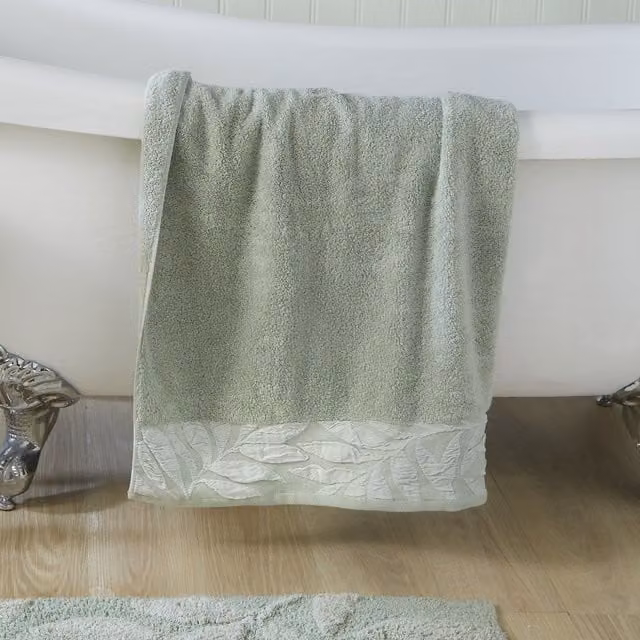 Dreams & Drapes Green Leaf Bath Towel, 100% Cotton, W/H: 90 x 150 cm – 1