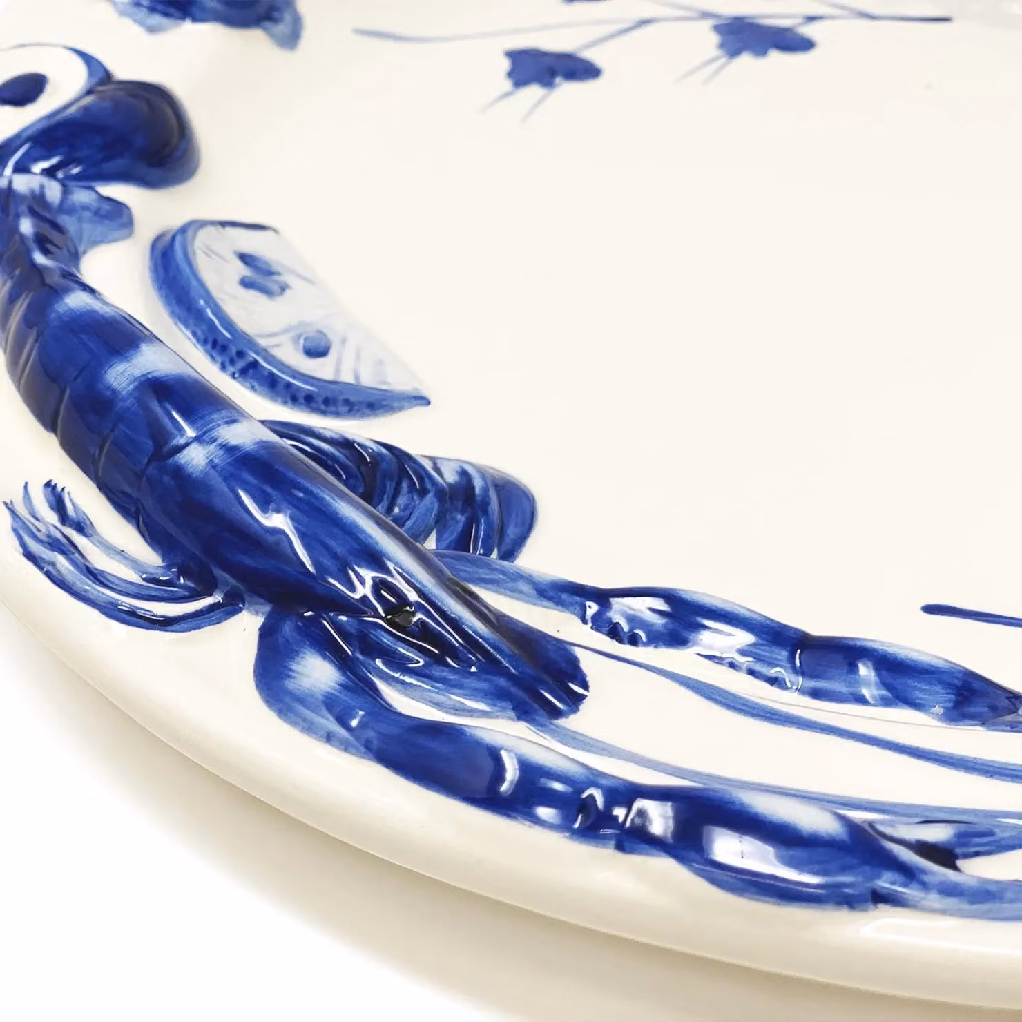 Verano Spanish Ceramics Hand Painted Sea Shell Round Serving Platter, White, Diameter: 33 cm – 2