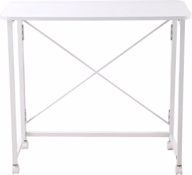 Garden Sanctuary Modern Metal Folding Writing Desk with Castors in Beige or White