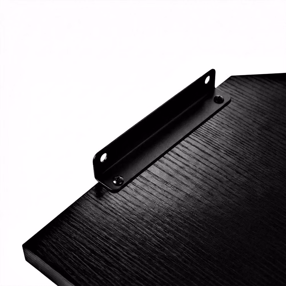 Levede 2 Pack Black Matt Wooden Floating Corner Shelves with Cable Cut Out – 6