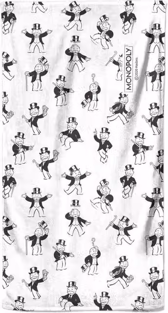 Monopoly Graphic Pattern Quick-Drying Fluffy Beach Towel in White
