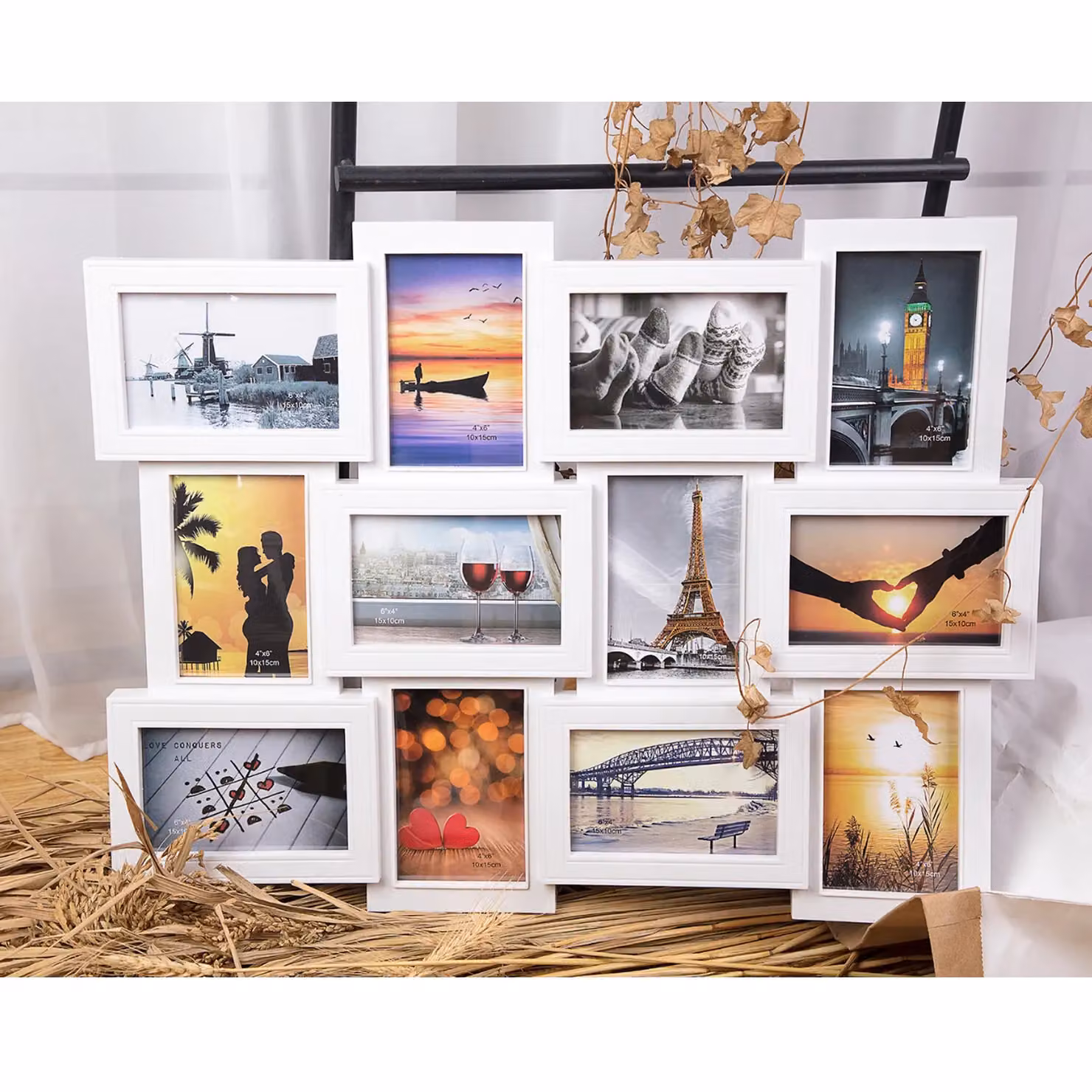 Xample Modern Multi 12 Photo Wall Mounted Picture Frame, White, Size: 10 x 15 cm – 2