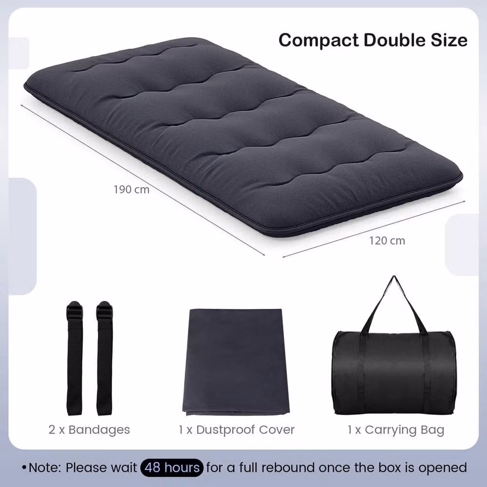 Kelvenix Single Floor Futon Mattress, Black, W: 120 cm, D: 190 cm, H: 10 cm – 2