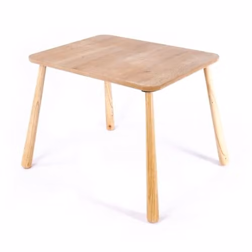 Calicosy Childrens Table with Solid Wood Legs in Brown, W: 60 cm, D: 48 cm, H: 45 cm