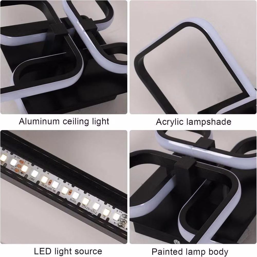 Goeco Black LED Ceiling Light with Remote Control, 48 W, 5400 LM, Dimmable – 5