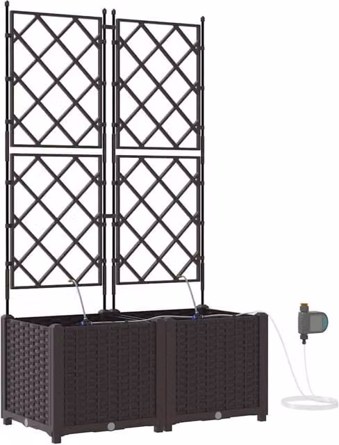Berkfield Home Garden Planters with Water Irrigation System, 2 Pack, Brown