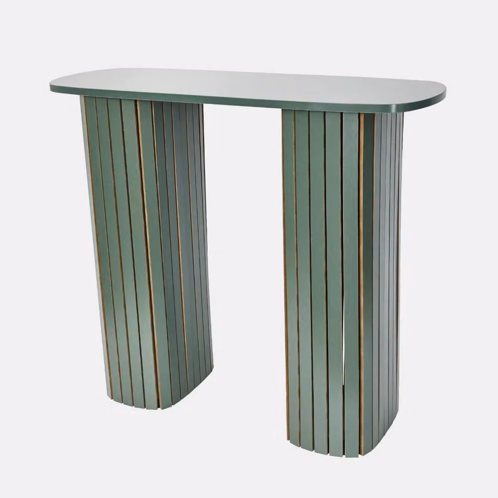 OHS Madison Ribbed Engineered Wood Console Table in Green – 2