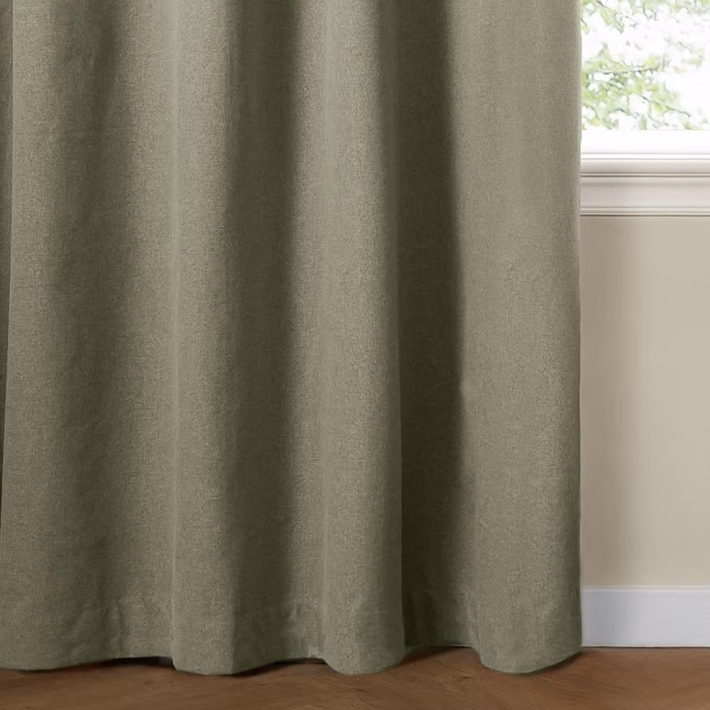 Furn Blackout Textured Woven Eyelet Curtain Pair in Light Green, W: 229 cm, H: 229 cm – 4