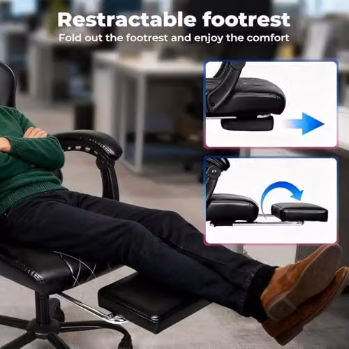 Levede Ergonomic Gaming Chair in Black with Headrest, Adjustable Height and Swivel Function – 12