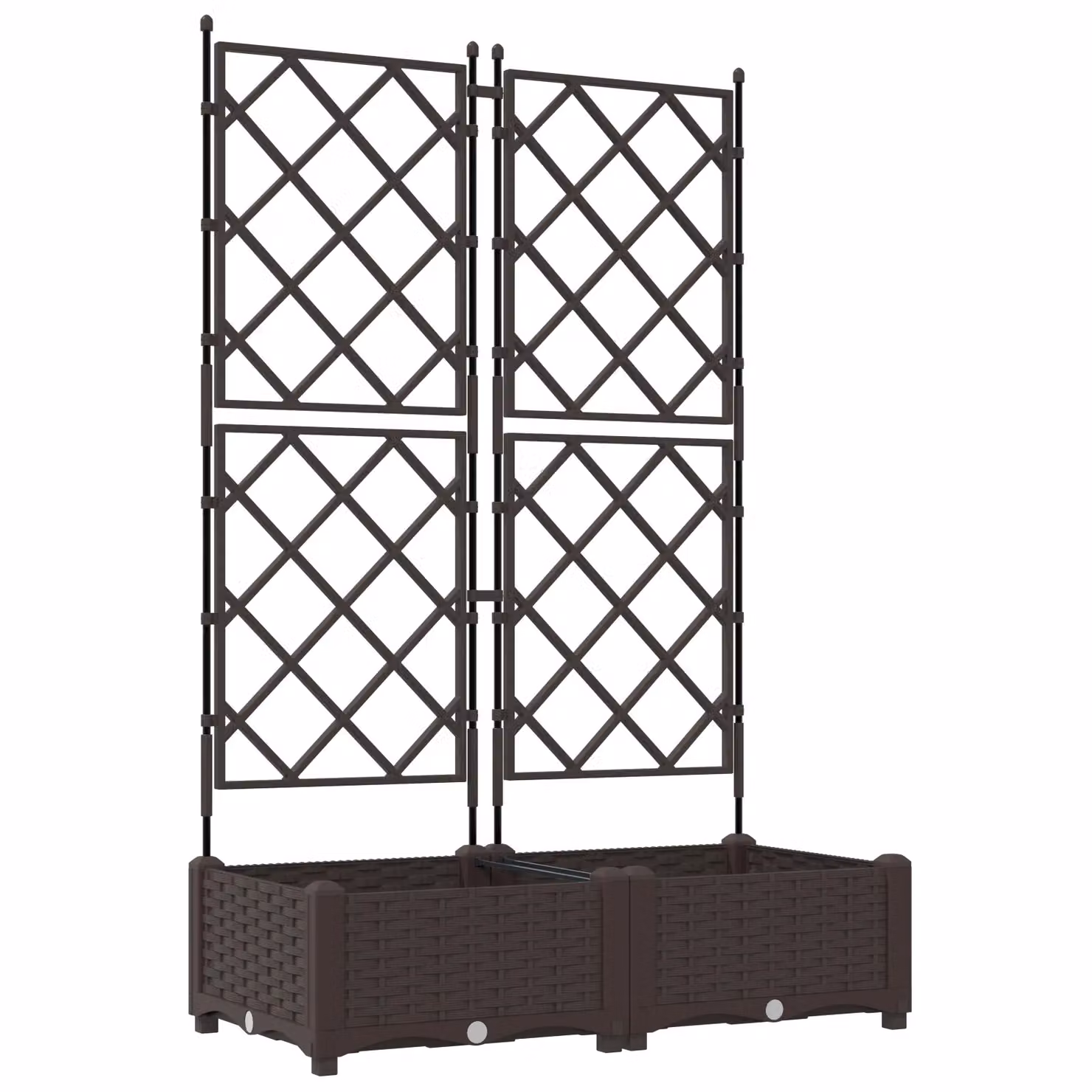 Berkfield Home Garden Planter with Trellis, 2 Piece Set, Brown, W: 80 cm, D: 40 cm, H: 125.5 cm – 2