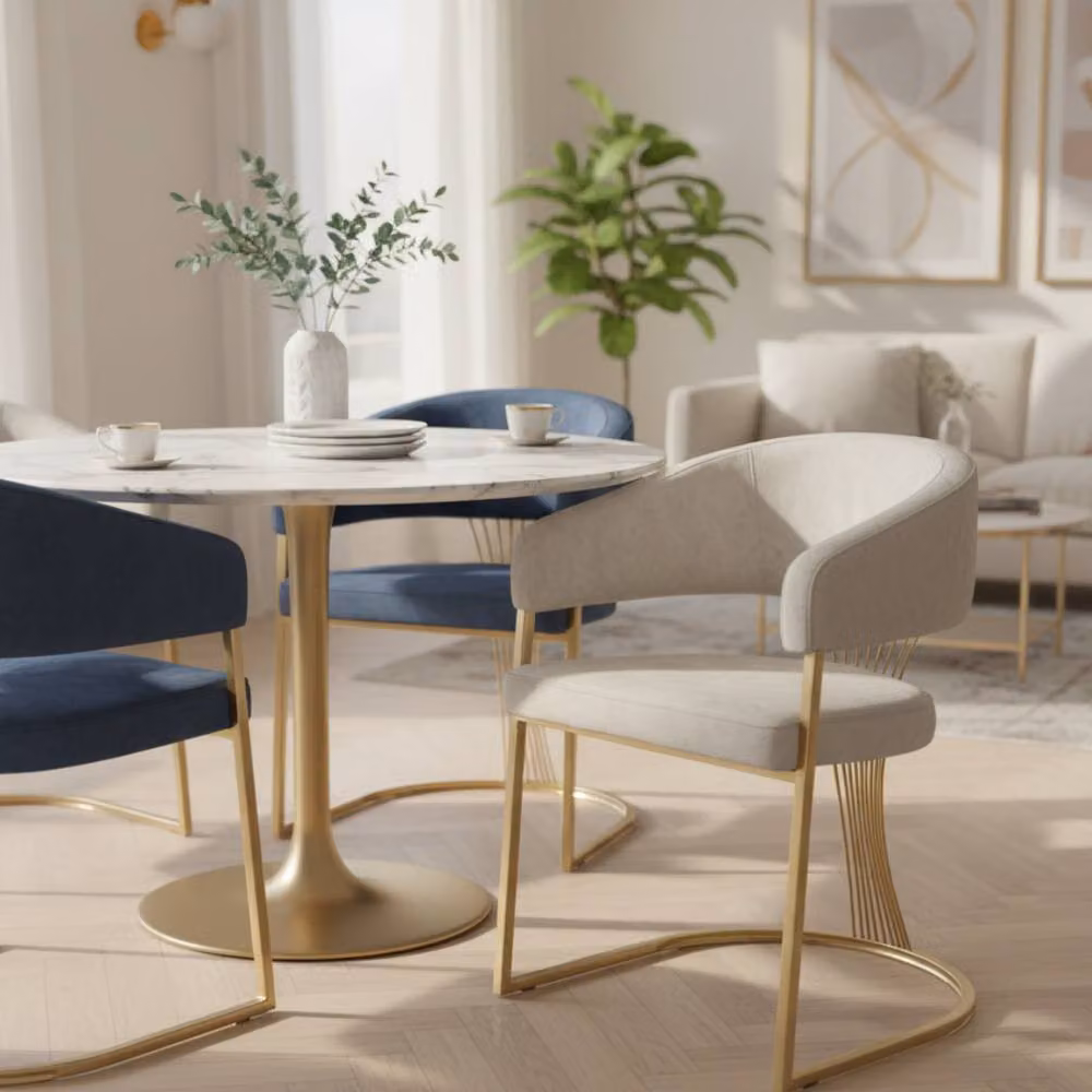 Stratus Interiors Prado Faux Leather Kitchen Dining Chair in Beige, H86 x W60 x D51.5 cm – 2
