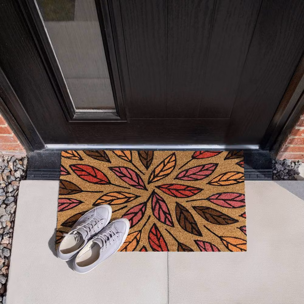 JVL Multicolour Autumn Leaves Coir Doormat with PVC Backing, W: 40 cm, D: 60 cm – 6