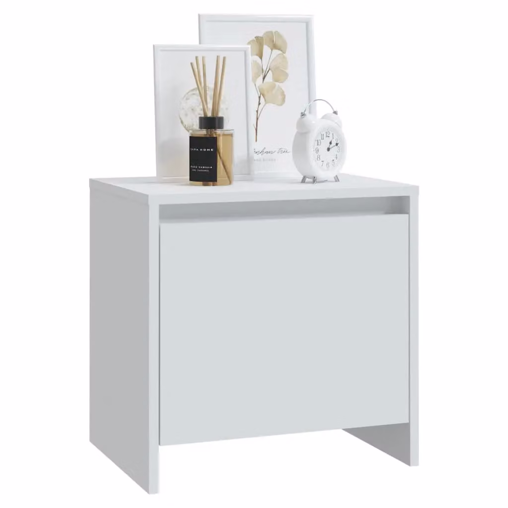 Berkfield Home White Bedside Cabinet in Engineered Wood W/D/H: 45 x 34 x 44.5 cm – 2