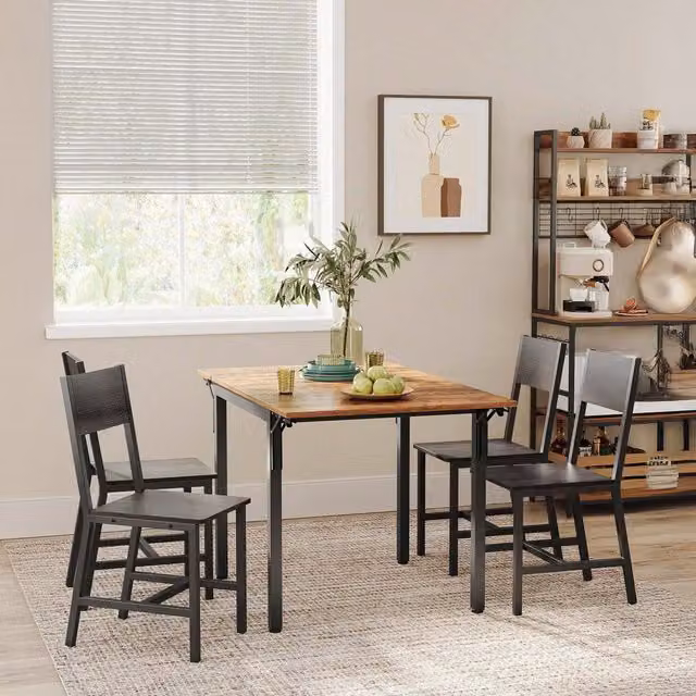 VASAGLE Set of 2 Industrial Dining Chairs in Black and Grey