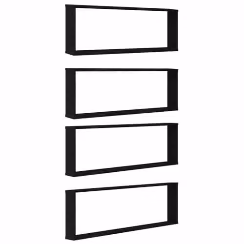 vidaXL Set of 4 Modern Wall-Mounted Cube Shelves in Black, W/D/H: 100 x 30 x 15.6 cm – 1