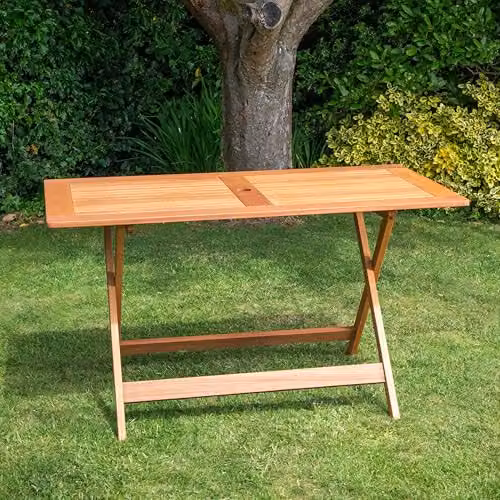 Samuel Alexander Windermere Outdoor 6 Person Folding Rectangular Wooden Table in Brown, W/D/H: 180 x 75 x 75 cm