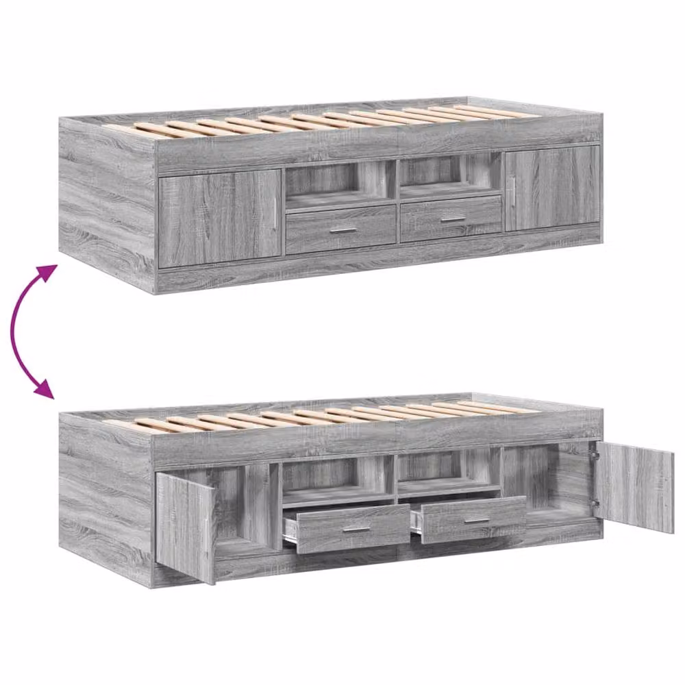 Berkfield Home Single Daybed with Drawers in Grey Sonoma, W/D/H: 90 x 190 cm – 3